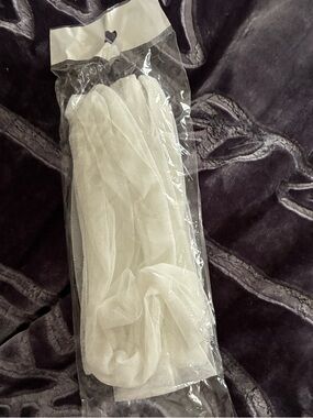 White Sheer Tulle long gloves in Packaging